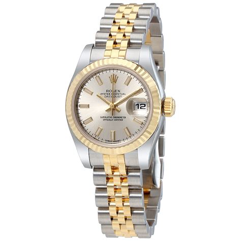 gold and silver women's watch rolex